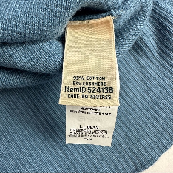 L. L. Bean Crewneck Sweater Women’s Size XLP Petite Jumper Cotton Cashmere Blue - Picture 7 of 9